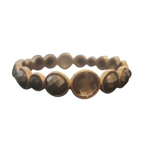 Cookie Lee Goldtone Bracelet with Lavender Crystals and Black Beads